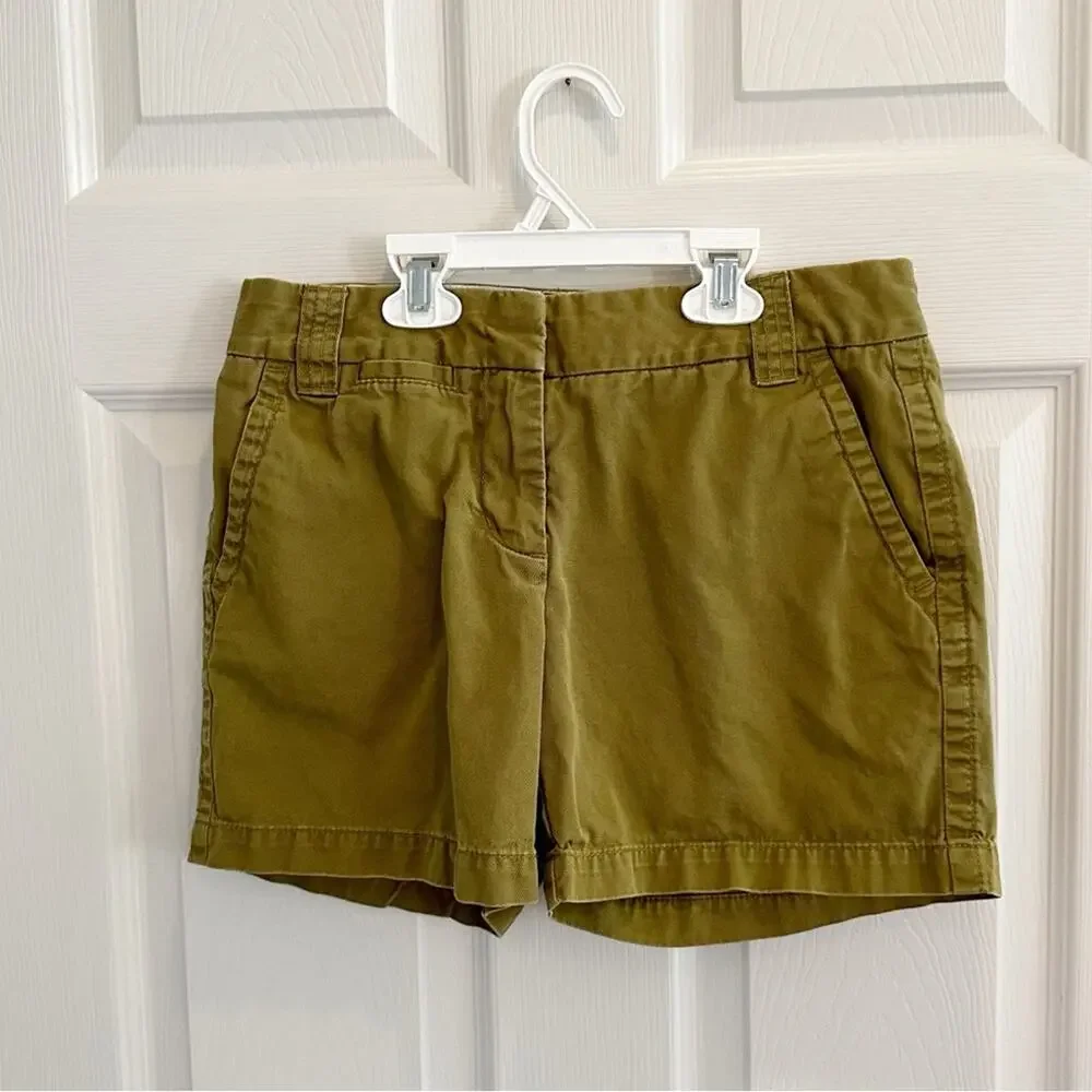 J Crew Chino Cotton City Fit Green 100% Cotton Summer Shorts P1013 Size 0